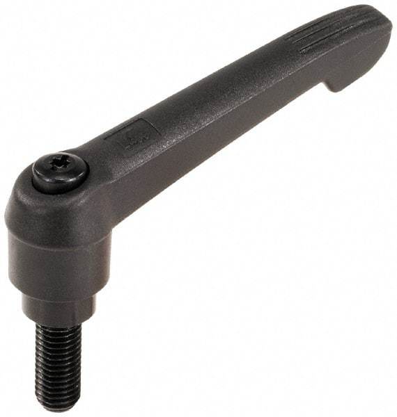 KIPP - 5/8-11, 1.18" Hub Diam, Glass Fiber (Steel Components) Threaded Stud Adjustable Clamping Lever - 1.57" Stud Length, 4.96" OAL, 2.83" High - Americas Industrial Supply