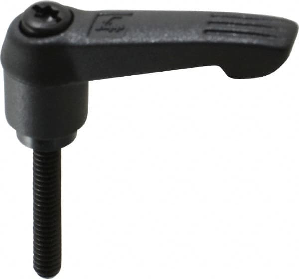 KIPP - #10-24, 0.51" Hub Diam, Glass Fiber (Steel Components) Threaded Stud Adjustable Clamping Lever - 1.18" Stud Length, 1.85" OAL, 1.18" High - Americas Industrial Supply