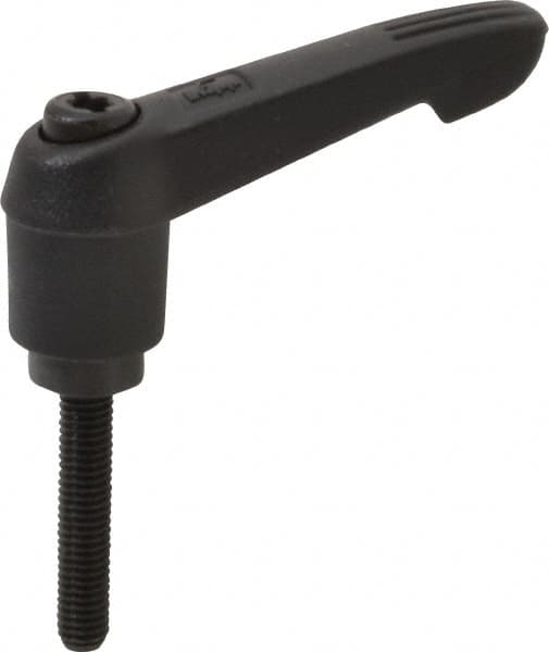 KIPP - #10-32, 0.51" Hub Diam, Glass Fiber (Steel Components) Threaded Stud Adjustable Clamping Lever - 0.98" Stud Length, 1.85" OAL, 1.18" High - Americas Industrial Supply