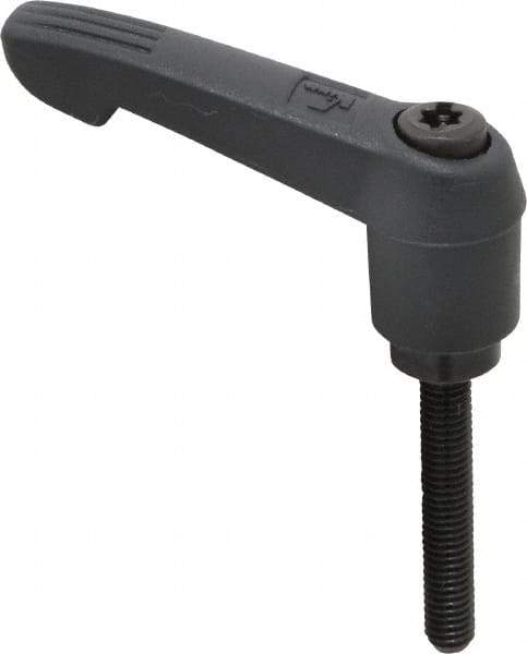 KIPP - #10-32, 0.51" Hub Diam, Glass Fiber (Steel Components) Threaded Stud Adjustable Clamping Lever - 1.18" Stud Length, 1.85" OAL, 1.18" High - Americas Industrial Supply