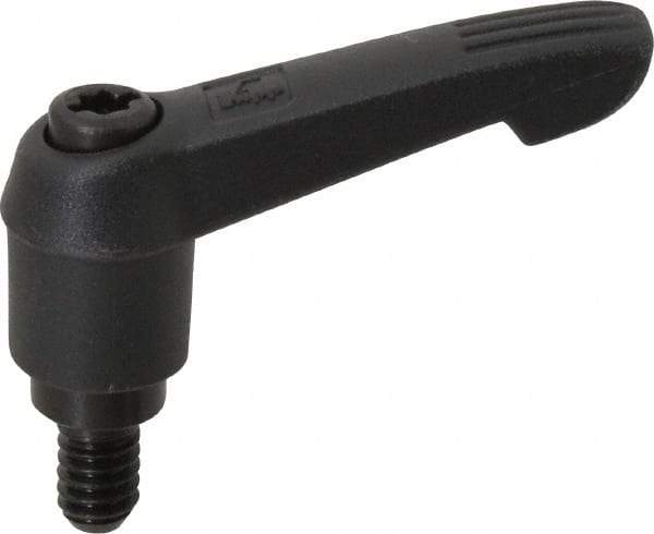 KIPP - 1/4-20, 0.51" Hub Diam, Glass Fiber (Steel Components) Threaded Stud Adjustable Clamping Lever - 0.39" Stud Length, 1.85" OAL, 1.18" High - Americas Industrial Supply