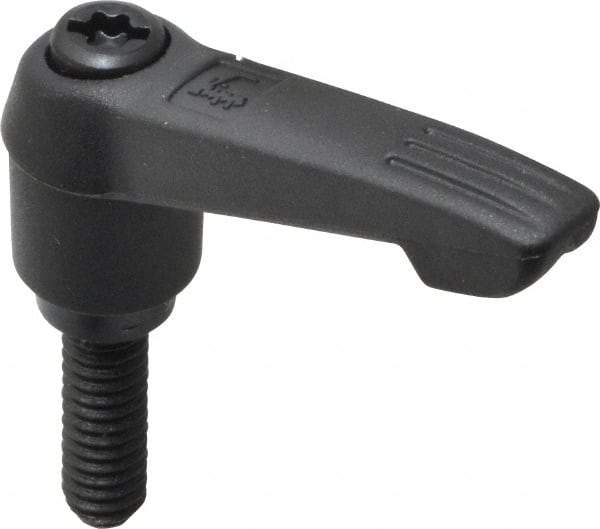KIPP - 1/4-20, 0.51" Hub Diam, Glass Fiber (Steel Components) Threaded Stud Adjustable Clamping Lever - 0.79" Stud Length, 1.85" OAL, 1.18" High - Americas Industrial Supply