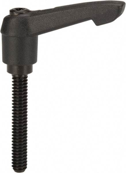 KIPP - 1/4-20, 0.51" Hub Diam, Glass Fiber (Steel Components) Threaded Stud Adjustable Clamping Lever - 1.57" Stud Length, 1.85" OAL, 1.18" High - Americas Industrial Supply