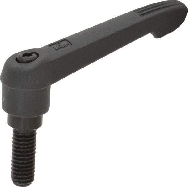 KIPP - 3/8-16, 0.71" Hub Diam, Glass Fiber (Steel Components) Threaded Stud Adjustable Clamping Lever - 0.98" Stud Length, 2.95" OAL, 1.63" High - Americas Industrial Supply