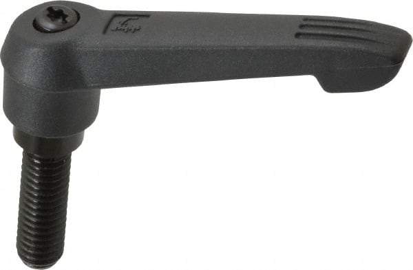 KIPP - 3/8-16, 0.71" Hub Diam, Glass Fiber (Steel Components) Threaded Stud Adjustable Clamping Lever - 1.18" Stud Length, 2.95" OAL, 1.63" High - Americas Industrial Supply