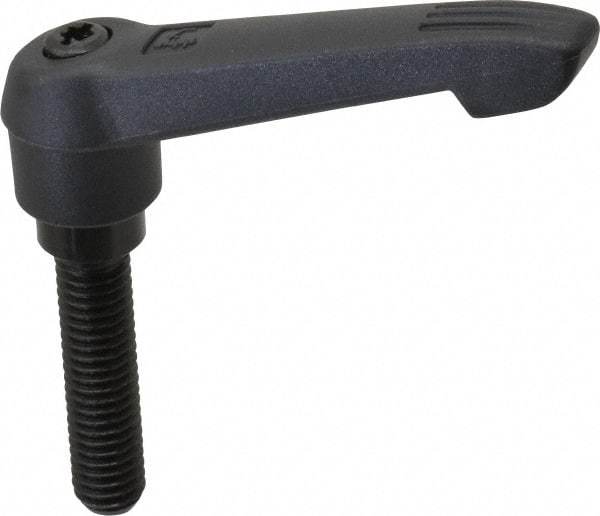 KIPP - 3/8-16, 0.71" Hub Diam, Glass Fiber (Steel Components) Threaded Stud Adjustable Clamping Lever - 1.57" Stud Length, 2.95" OAL, 1.63" High - Americas Industrial Supply