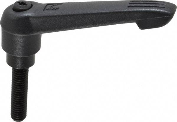 KIPP - 3/8-16, 0.85" Hub Diam, Glass Fiber (Steel Components) Threaded Stud Adjustable Clamping Lever - 1.57" Stud Length, 3.6" OAL, 2.11" High - Americas Industrial Supply