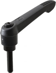 KIPP - 3/8-16, 1" Hub Diam, Glass Fiber (Steel Components) Threaded Stud Adjustable Clamping Lever - 1.57" Stud Length, 4.29" OAL, 2.4" High - Americas Industrial Supply