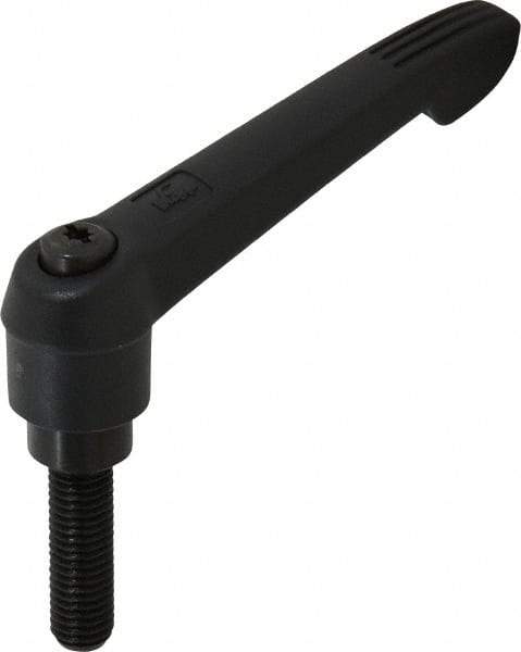 KIPP - M12 x 1.75, 25.5mm Hub Diam, Glass Fiber (Steel Components) Metric Threaded Stud Adjustable Clamping Lever - 40mm Stud Length, 109mm OAL, 61mm High - Americas Industrial Supply