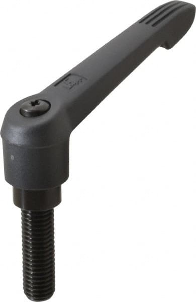 KIPP - 5/8-11, 1.18" Hub Diam, Glass Fiber (Steel Components) Threaded Stud Adjustable Clamping Lever - 1.97" Stud Length, 4.96" OAL, 2.83" High - Americas Industrial Supply