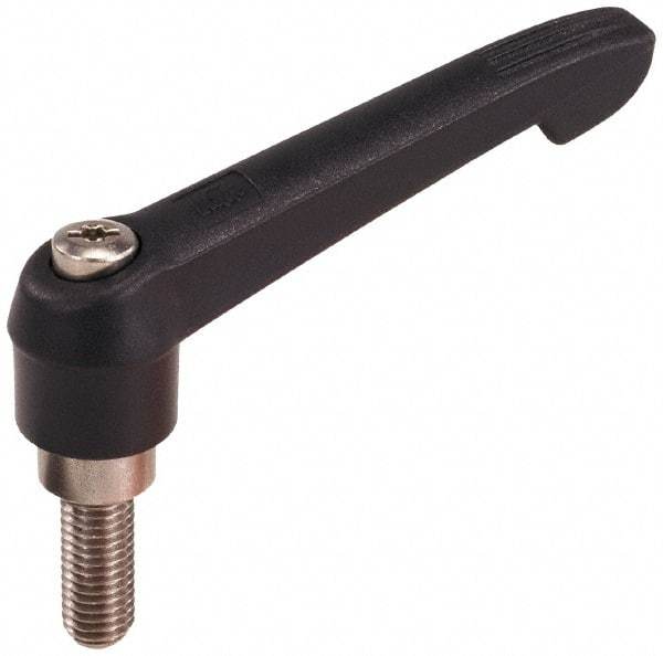 KIPP - 3/8-16, 0.71" Hub Diam, Glass Fiber (Stainless Steel Components) Threaded Stud Adjustable Clamping Lever - 0.98" Stud Length, 2.95" OAL, 1.63" High - Americas Industrial Supply