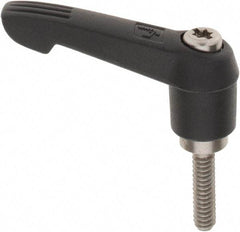 KIPP - #10-24, 0.51" Hub Diam, Glass Fiber (Stainless Steel Components) Threaded Stud Adjustable Clamping Lever - 0.79" Stud Length, 1.85" OAL, 1.18" High - Americas Industrial Supply