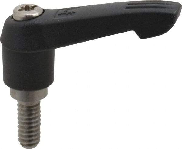 KIPP - 1/4-20, 0.51" Hub Diam, Glass Fiber (Stainless Steel Components) Threaded Stud Adjustable Clamping Lever - 0.59" Stud Length, 1.85" OAL, 1.18" High - Americas Industrial Supply