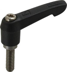 KIPP - 1/4-20, 0.51" Hub Diam, Glass Fiber (Stainless Steel Components) Threaded Stud Adjustable Clamping Lever - 0.79" Stud Length, 1.85" OAL, 1.18" High - Americas Industrial Supply