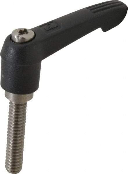 KIPP - 1/4-20, 0.51" Hub Diam, Glass Fiber (Stainless Steel Components) Threaded Stud Adjustable Clamping Lever - 1.18" Stud Length, 1.85" OAL, 1.18" High - Americas Industrial Supply