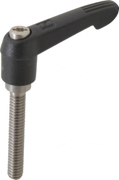 KIPP - 1/4-20, 0.51" Hub Diam, Glass Fiber (Stainless Steel Components) Threaded Stud Adjustable Clamping Lever - 1.57" Stud Length, 1.85" OAL, 1.18" High - Americas Industrial Supply