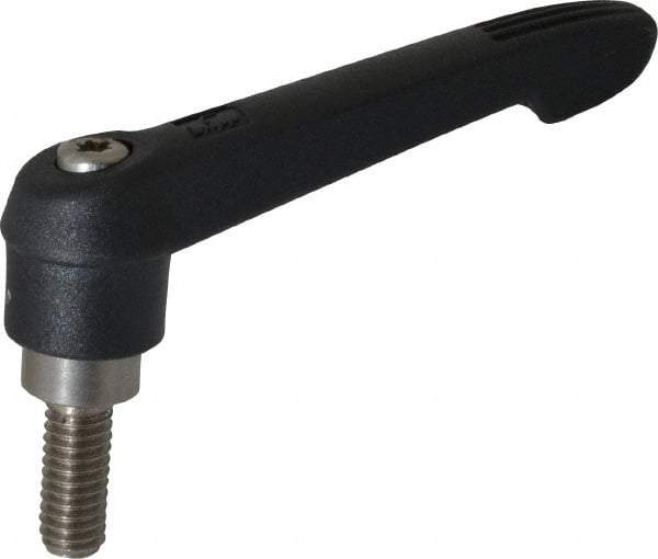KIPP - 5/16-18, 0.71" Hub Diam, Glass Fiber (Stainless Steel Components) Threaded Stud Adjustable Clamping Lever - 0.79" Stud Length, 2.95" OAL, 1.63" High - Americas Industrial Supply