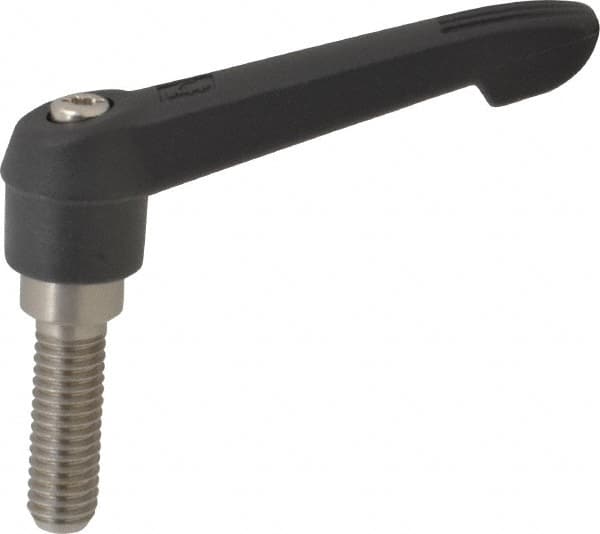 KIPP - 3/8-16, 0.71" Hub Diam, Glass Fiber (Stainless Steel Components) Threaded Stud Adjustable Clamping Lever - 1.18" Stud Length, 2.95" OAL, 1.63" High - Americas Industrial Supply