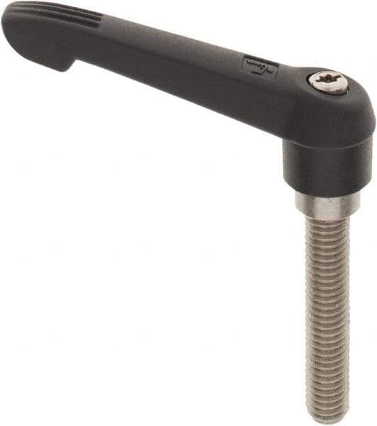 KIPP - 3/8-16, 0.71" Hub Diam, Glass Fiber (Stainless Steel Components) Threaded Stud Adjustable Clamping Lever - 1.97" Stud Length, 2.95" OAL, 1.63" High - Americas Industrial Supply