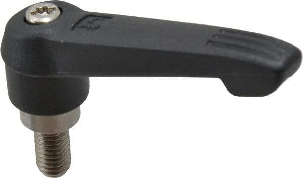 KIPP - M8 x 1.25, 18mm Hub Diam, Glass Fiber (Stainless Steel Components) Metric Threaded Stud Adjustable Clamping Lever - 15mm Stud Length, 75mm OAL, 41.5mm High - Americas Industrial Supply