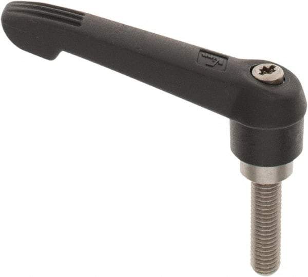 KIPP - M8 x 1.25, 18mm Hub Diam, Glass Fiber (Stainless Steel Components) Metric Threaded Stud Adjustable Clamping Lever - 30mm Stud Length, 75mm OAL, 41.5mm High - Americas Industrial Supply