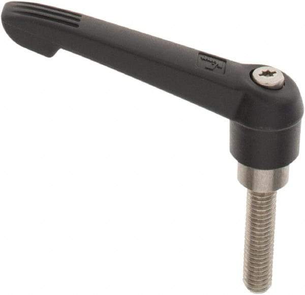 KIPP - 3/8-16, 0.85" Hub Diam, Glass Fiber (Stainless Steel Components) Threaded Stud Adjustable Clamping Lever - 1.57" Stud Length, 3.6" OAL, 2.11" High - Americas Industrial Supply