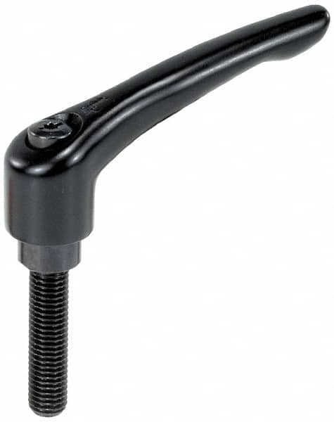 KIPP - #10-24, 0.55" Hub Diam, Zinc Die Cast (Steel Components) Threaded Stud Adjustable Clamping Lever - 0.79" Stud Length, 1.85" OAL, 1.22" High - Americas Industrial Supply