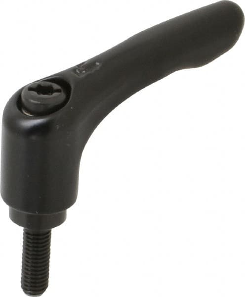 KIPP - M5 x 0.8, 13mm Hub Diam, Zinc Die Cast (Steel Components) Metric Threaded Stud Adjustable Clamping Lever - 15mm Stud Length, 47mm OAL, 31mm High - Americas Industrial Supply