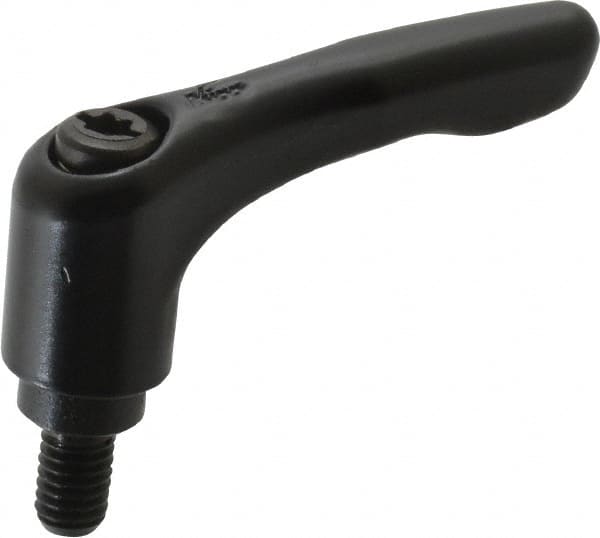 KIPP - M6 x 1.0, 13mm Hub Diam, Zinc Die Cast (Steel Components) Metric Threaded Stud Adjustable Clamping Lever - 10mm Stud Length, 47mm OAL, 31mm High - Americas Industrial Supply