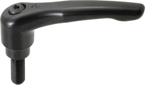 KIPP - 3/8-16, 0.83" Hub Diam, Zinc Die Cast (Steel Components) Threaded Stud Adjustable Clamping Lever - 0.98" Stud Length, 3.58" OAL, 2.15" High - Americas Industrial Supply