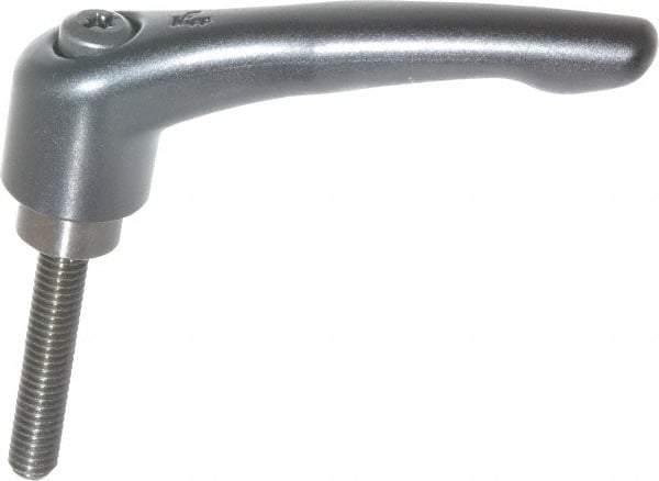 KIPP - 3/8-16, 1.06" Hub Diam, Zinc Die Cast (Steel Components) Threaded Stud Adjustable Clamping Lever - 1.97" Stud Length, 4.29" OAL, 2.48" High - Americas Industrial Supply