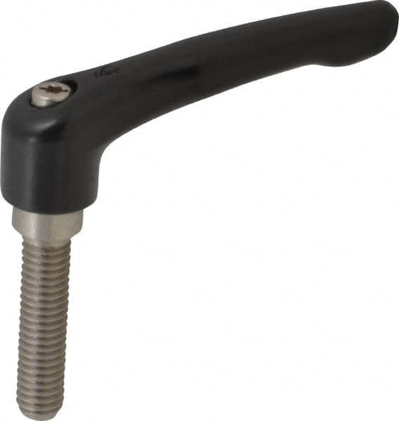 KIPP - 3/8-16, 0.73" Hub Diam, Zinc Die Cast (Stainless Steel Components) Threaded Stud Adjustable Clamping Lever - 1.57" Stud Length, 2.93" OAL, 1.67" High - Americas Industrial Supply