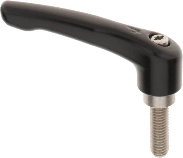 KIPP - M8 x 1.25, 18.5mm Hub Diam, Zinc Die Cast (Stainless Steel Components) Metric Threaded Stud Adjustable Clamping Lever - 25mm Stud Length, 74.5mm OAL, 42.5mm High - Americas Industrial Supply