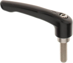 KIPP - M8 x 1.25, 18.5mm Hub Diam, Zinc Die Cast (Stainless Steel Components) Metric Threaded Stud Adjustable Clamping Lever - 25mm Stud Length, 74.5mm OAL, 42.5mm High - Americas Industrial Supply
