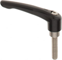 KIPP - 3/8-16, 0.83" Hub Diam, Zinc Die Cast (Stainless Steel Components) Threaded Stud Adjustable Clamping Lever - 1.57" Stud Length, 3.58" OAL, 2.15" High - Americas Industrial Supply