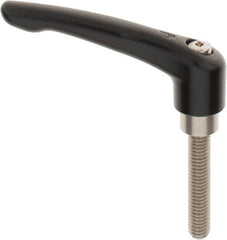 KIPP - 3/8-16, 0.83" Hub Diam, Zinc Die Cast (Stainless Steel Components) Threaded Stud Adjustable Clamping Lever - 1.97" Stud Length, 3.58" OAL, 2.15" High - Americas Industrial Supply