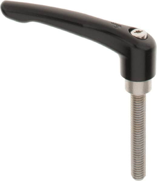 KIPP - 3/8-16, 0.83" Hub Diam, Zinc Die Cast (Stainless Steel Components) Threaded Stud Adjustable Clamping Lever - 2.36" Stud Length, 3.58" OAL, 2.15" High - Americas Industrial Supply