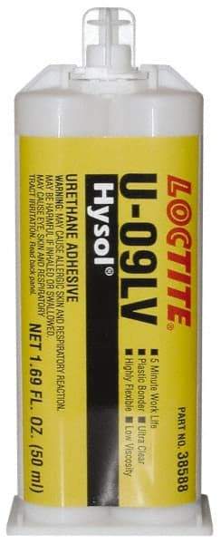 Loctite - 50 mL Cartridge Two Part Epoxy - 10 min Working Time, 1,146 psi Shear Strength, Series U-09LV - Americas Industrial Supply