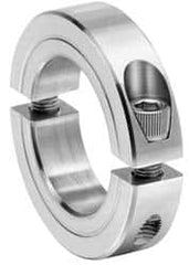 Climax Metal Products - 1-7/16" Bore, Aluminum, Two Piece Two Piece Split Shaft Collar - 2-1/4" Outside Diam, 9/16" Wide - Americas Industrial Supply