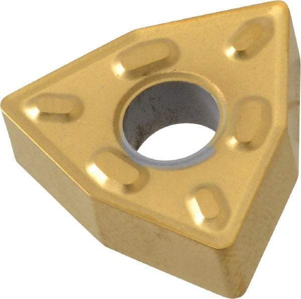 Kennametal - WNMG432 P Grade KC730 Carbide Turning Insert - TiN Finish, 80° Trigon, 1/2" Inscr Circle, 3/16" Thick, 1/32" Corner Radius - Americas Industrial Supply