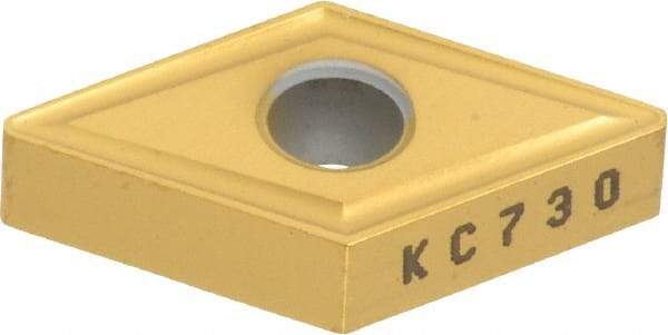 Kennametal - DNMG432 Grade KC730 Carbide Turning Insert - TiN Finish, 55° Diamond, 1/2" Inscr Circle, 3/16" Thick, 1/32" Corner Radius - Americas Industrial Supply