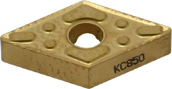 Kennametal - DNMG432 P Grade KC850 Carbide Turning Insert - TiC/TiCN/TiN Finish, 55° Diamond, 1/2" Inscr Circle, 3/16" Thick, 1/32" Corner Radius - Americas Industrial Supply
