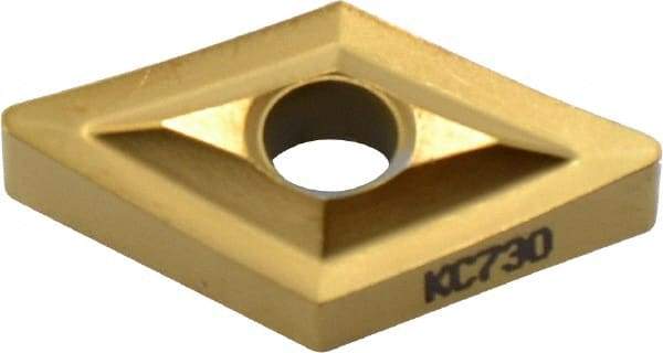Kennametal - DNMP432 Grade KC730 Carbide Turning Insert - TiN Finish, 55° Diamond, 1/2" Inscr Circle, 3/16" Thick, 1/32" Corner Radius - Americas Industrial Supply