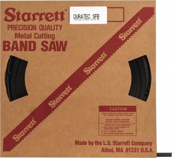 Starrett - 1/2" x 250' x 0.025" Carbon Steel Band Saw Blade Coil Stock - 14 TPI, Toothed Edge, Straight Form, Raker Set, Flexible Back, No Rake Angle, Constant Pitch, Contour Cutting - Americas Industrial Supply