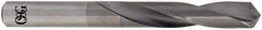 OSG - #5 135° Spiral Flute Solid Carbide Screw Machine Drill Bit - Bright Finish, Right Hand Cut, 1-1/4" Flute Length, 2-3/8" OAL, Standard Point, Straight Shank - Americas Industrial Supply
