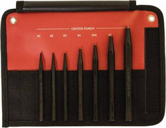 Mayhew - 7 Piece, 1/16 to 1/4", Center Punch Set - Hex Shank, Steel, Comes in Kit Bag - Americas Industrial Supply