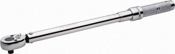 Paramount - 1/2" Drive Micrometer Type Ratchet Head Torque Wrench - 47.4 N/m to 210 N/m Torque, 20" OAL, 1 Ft/Lb Graduation - Americas Industrial Supply