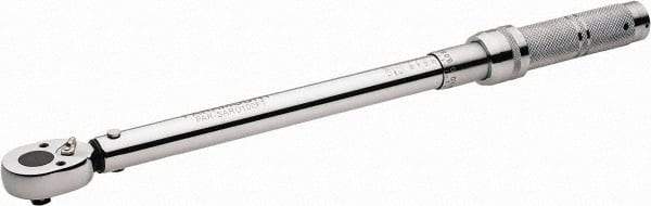 Paramount - 3/8" Drive Micrometer Type Ratchet Head Torque Wrench - 33.9 N/m to 142 N/m Torque, 16-1/2" OAL, 1/2 Ft/Lb Graduation - Americas Industrial Supply