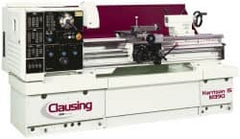 Clausing - 15-3/4" Swing, 50" Between Centers, 230/460 Volt, Triple Phase Engine Lathe - 4MT Taper, 7-1/2 hp, 25 to 2,000 RPM, 2-1/8" Bore Diam, 49" Deep x 51" High x 99" Long - Americas Industrial Supply