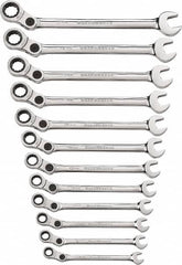 GearWrench - 12 Piece, 8mm to 19mm, 12 Point Combination Wrench Set - Metric Measurement Standard, Chrome Finish - Americas Industrial Supply